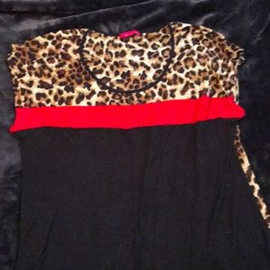 Leopard print with black and red top